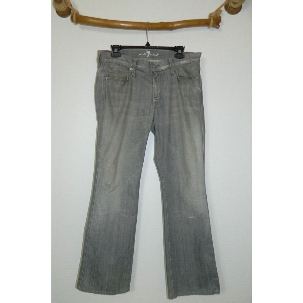 7 For All Mankind Jeans Gray Charcoal Wash Womens A Pockets Straight Leg Size 32